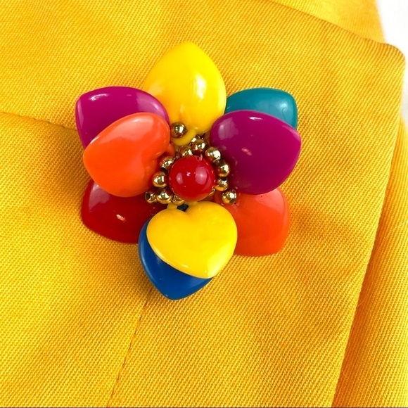 Byblos Vintage 90's Orange Tulip Faux Wrap Skirt Made in Italy Sz 42 - Picture 3 of 7